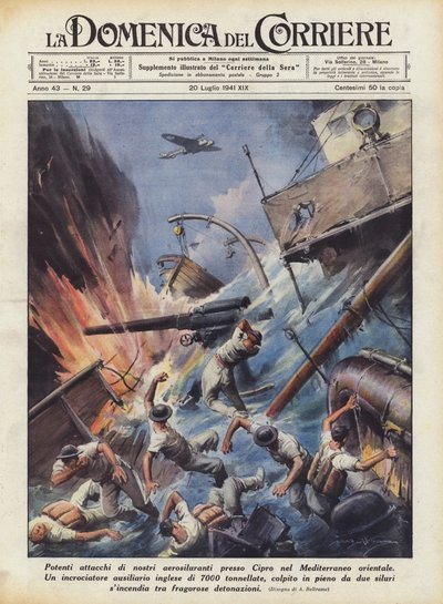 Poderosos ataques de nuestros torpederos cerca de Chipre en el Mediterráneo oriental de Achille Beltrame