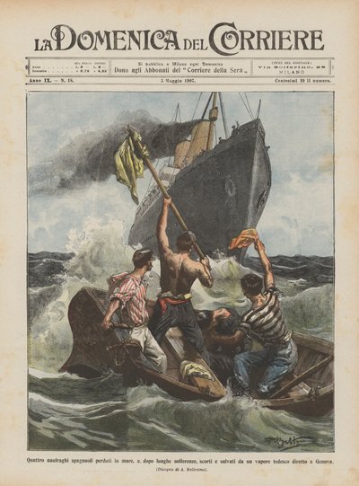 Cuatro náufragos españoles perdidos en el mar, y, después de largas penurias, avistados y salvados de Achille Beltrame