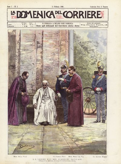 SS León XIII en los Jardines Vaticanos de Achille Beltrame
