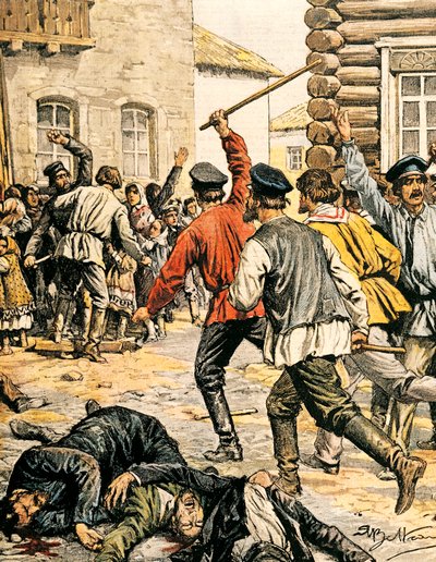Escena de antisemitismo en Rusia de Achille Beltrame