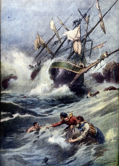 Hundimiento de un barco ruso de cuatro mástiles cerca de la costa inglesa de Achille Beltrame