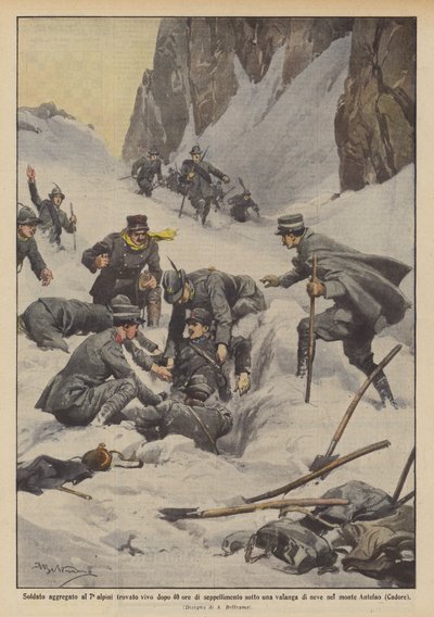 Soldado agregado al 7º alpini encontrado vivo después de 40 horas de sepultamiento bajo una avalancha de nieve de Achille Beltrame