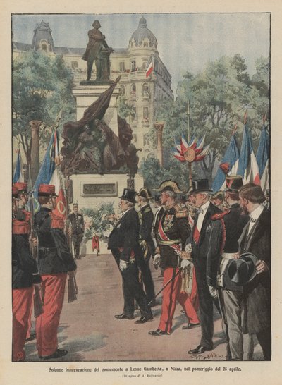Solemne inauguración del monumento a León Gambetta, en Niza, en la tarde del 25 de abril de Achille Beltrame