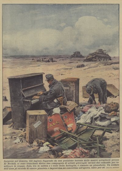 Sorpresas en el desierto (litografía en color) de Achille Beltrame