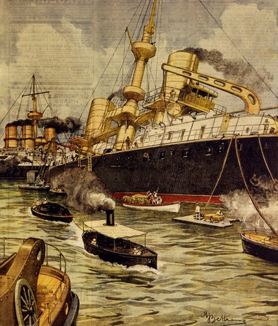 El acorazado Andrea Doria encallado cerca de Gallipoli de Achille Beltrame