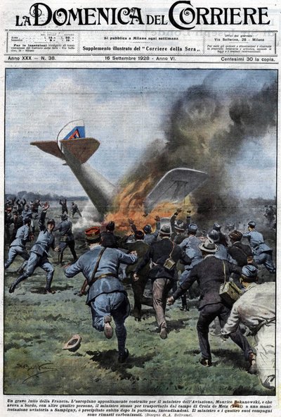 El avión, construido para el ministro de aviación francés Maurice Bokanowski, que debía llevarlo a él y a otras cuatro personas al campamento de la Croix de Metz para una demostración en Sampigny, se estrelló poco después del despegue, incendiándose. El mi de Achille Beltrame