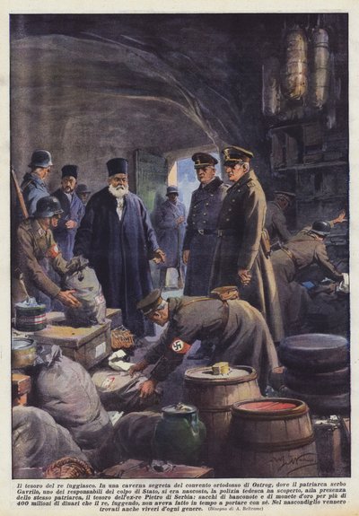 El tesoro del rey fugitivo (litografía en color) de Achille Beltrame