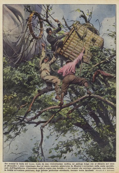 Tres hombres a merced del viento de Achille Beltrame