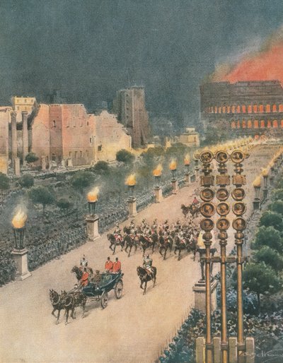 Entrada triunfal de Adolf Hitler en Roma, ilustración de 
