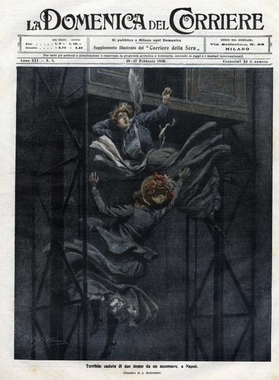 Dos mujeres cayeron de un ascensor en Nápoles en 1910 de Achille Beltrame