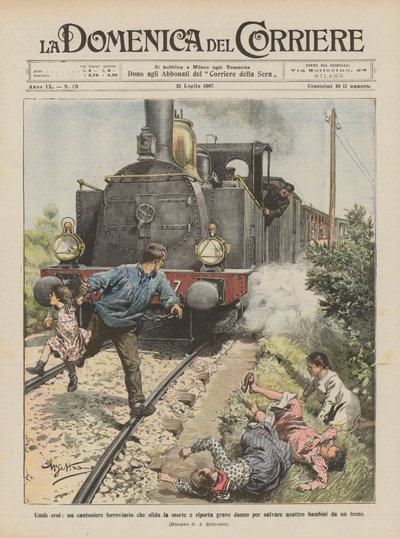 Héroes humildes, un guardavía ferroviario que desafía la muerte y sufre graves daños para salvar a cuatro personas de Achille Beltrame