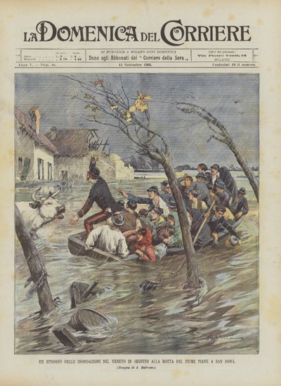 Un episodio de las inundaciones en el Véneto tras la ruptura del río Piave en San Donà de Achille Beltrame