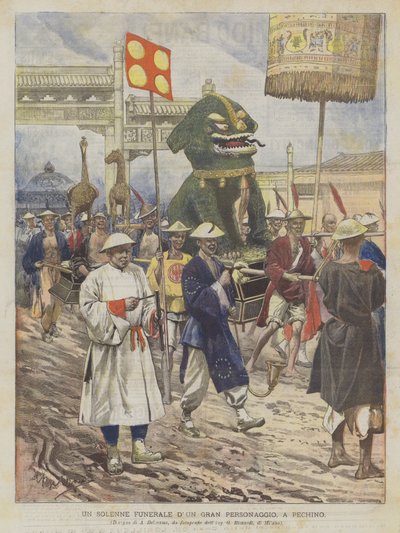 Un solemne funeral de un gran personaje, en Pekín de Achille Beltrame