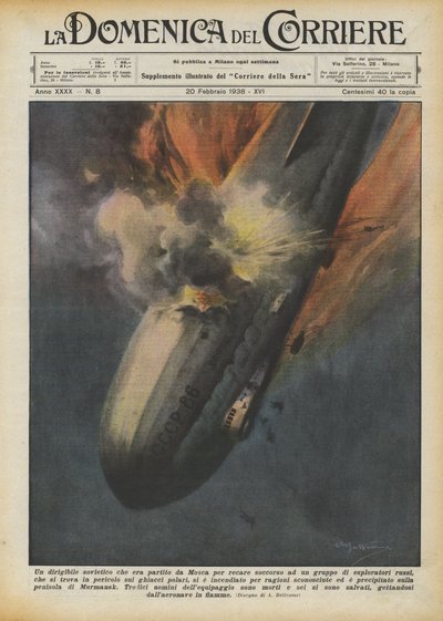 Un dirigible soviético que partió de Moscú para socorrer a un grupo de exploradores de Achille Beltrame