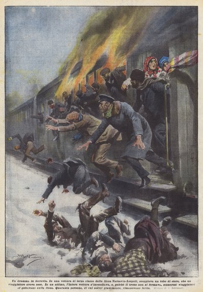 Un drama en el ferrocarril de Achille Beltrame
