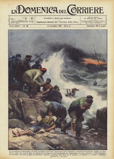 Un dramático rescate en la isla noruega de los Osos de Achille Beltrame