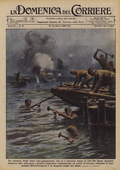 Un episodio de la lucha chino-japonesa, que se reavivó a lo largo del río Yangtsé de Achille Beltrame