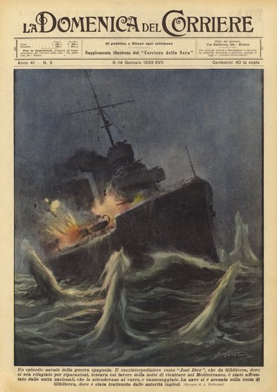 Un episodio naval de la guerra española de Achille Beltrame