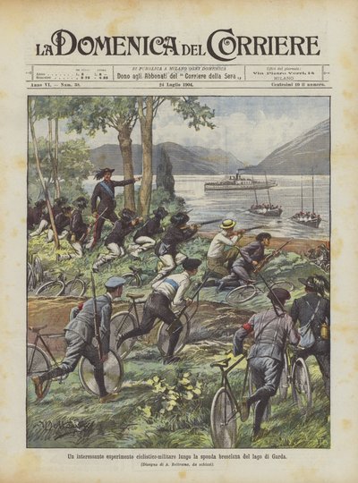 Un interesante experimento ciclista-militar a lo largo de la orilla bresciana del lago de Garda de Achille Beltrame