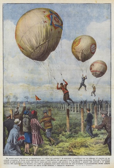 Un nuevo deporte americano en Inglaterra, el salto con globo de Achille Beltrame