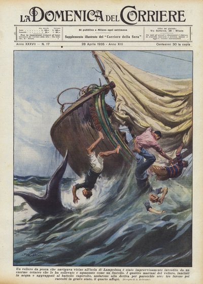 Un velero de pesca que navegaba cerca de la isla de Lampedusa fue repentinamente golpeado de Achille Beltrame