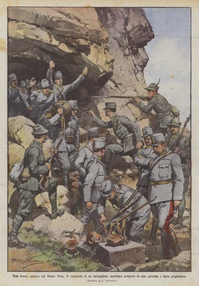 Una buena captura en Monte Nero, el comando de un batallón austriaco descubierto en una caverna de Achille Beltrame