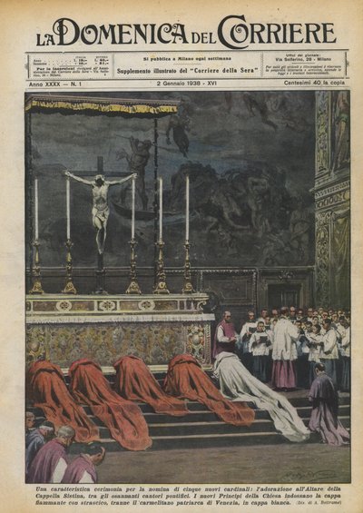 Una característica ceremonia para la nominación de cinco nuevos cardenales, la adoración en el Altar de Achille Beltrame