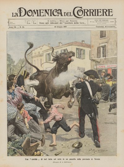 Una corrida de toros hecha en serio en un pueblecito de la provincia de Novara de Achille Beltrame
