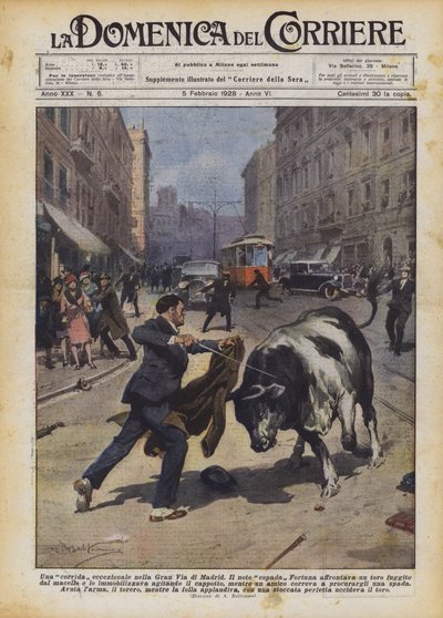 Una corrida excepcional en la Gran Vía de Madrid de Achille Beltrame