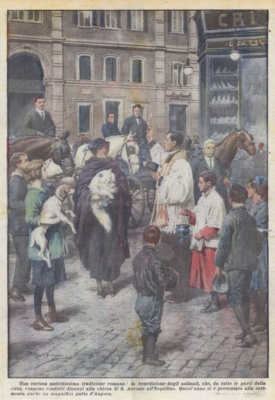 Una curiosa y antiquísima tradición romana, la bendición de los animales de Achille Beltrame