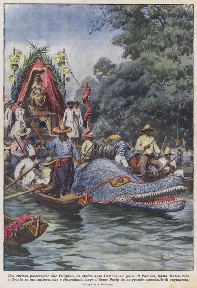 Una curiosa procesión en Filipinas de Achille Beltrame