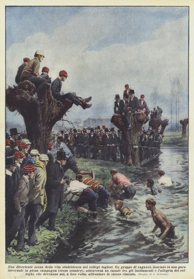 Una divertida escena de la vida estudiantil en los colegios ingleses de Achille Beltrame