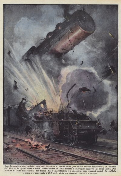 Una locomotora que explota de Achille Beltrame