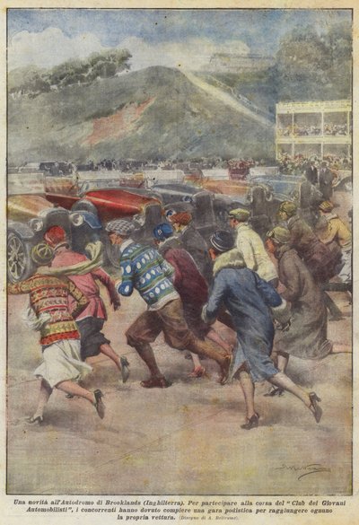 Una novedad en el Autódromo de Brooklands (Inglaterra) de Achille Beltrame