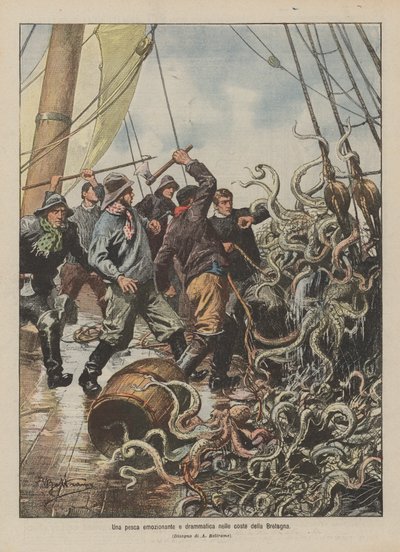 Una pesca emocionante y dramática en las costas de Bretaña de Achille Beltrame