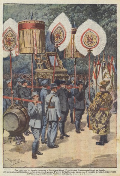 Una pintoresca ceremonia anamita en Nogent-sur-Marne (Francia), para la consagración de un templo de Achille Beltrame