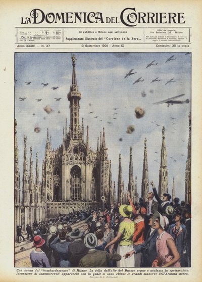 Una escena del bombardeo de Milán de Achille Beltrame
