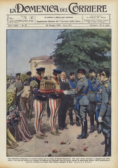 Una singular ceremonia se llevó a cabo en Lucca por la visita de Benito Mussolini de Achille Beltrame