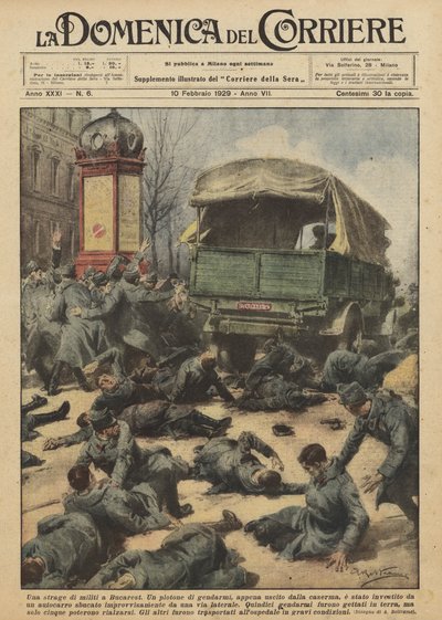 Una masacre de soldados en Bucarest de Achille Beltrame