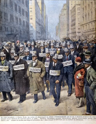 Desempleados en Nueva York - en “La Domenica del corriere” de Achille Beltrame