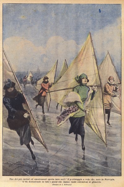 Uno de los deportes de invierno más curiosos y emocionantes, el patinaje a vela que nació en Noruega de Achille Beltrame