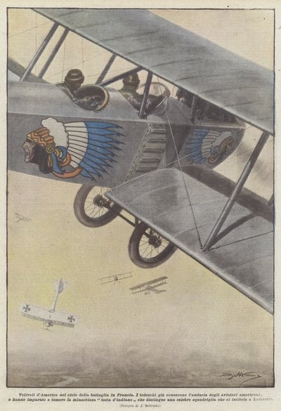Aeronaves de América en el cielo de la batalla en Francia de Achille Beltrame