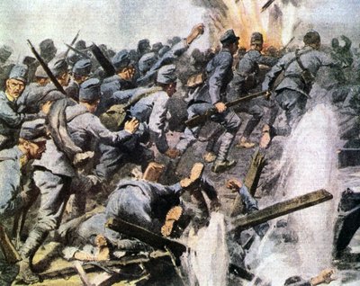 Ofensiva de Vittorio Veneto: la retirada austriaca en una ilustración de La Domenica del Corriere 