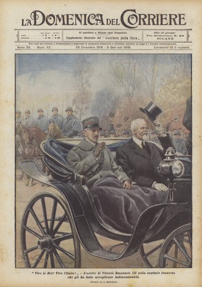 ¡Viva el Rey! ¡Viva Italia! La llegada de Vittorio Emanuele III a la capital francesa de Achille Beltrame