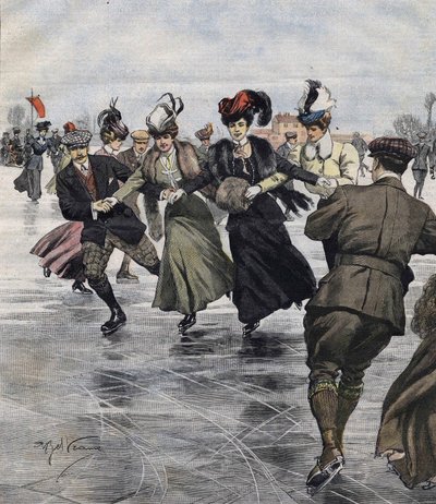 Diversión de invierno. Patinadores. de Achille Beltrame