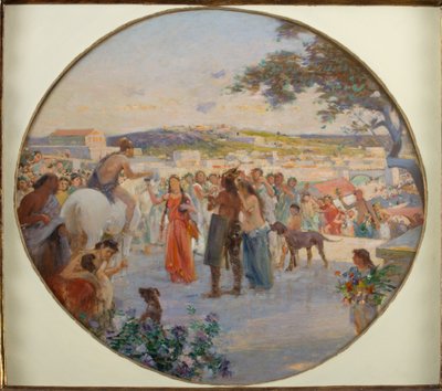 Celebración de la primavera en la antigua Roma (óleo sobre lienzo y cartón) de Achille Boschi