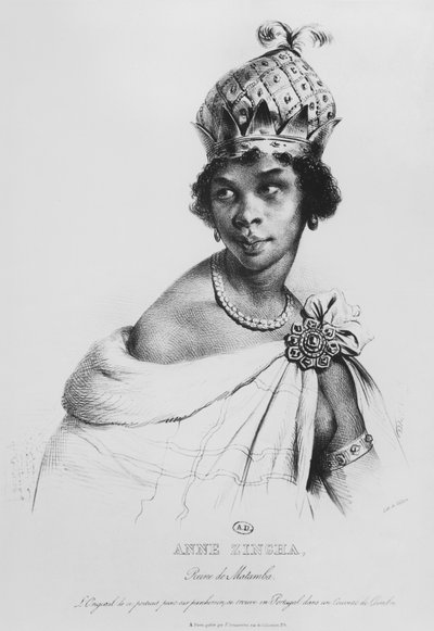 Ann Zingha, Reina de Matamba, impreso por Fancois le Villain, c.1830 de Achille Devéria