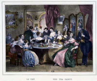 Las cinco: La hora del té - en "Las horas de la parisina" por Achille Devéria de Achille Devéria