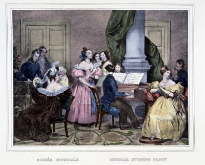 Velada musical alrededor del pianoforte - en "Las horas de la parisina" por Achille Deveria de Achille Devéria