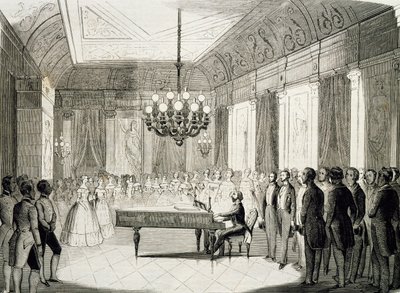Velada musical con piano, de Achille Deveria (1800-1857), grabado, Francia de Achille Devéria